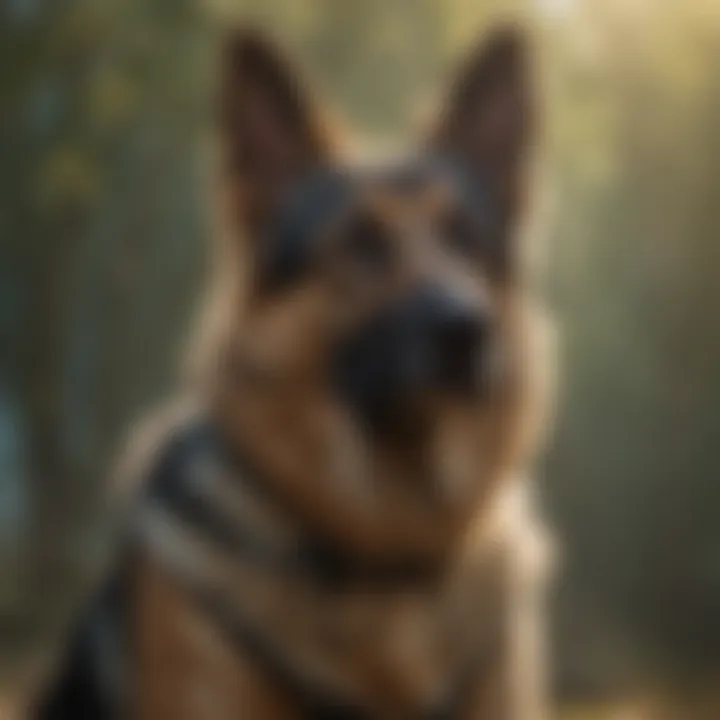 A poised German Shepherd service dog providing emotional support