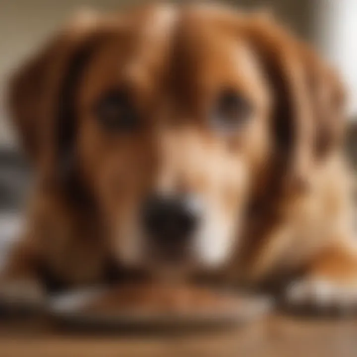 Dog enjoying a meal of dry dog food for lipomas