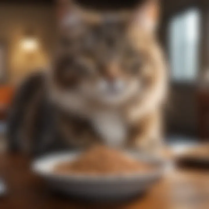 Elderly cat enjoying a bowl of premium dry food