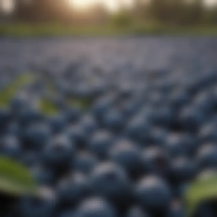 Juicy blueberries ready for picking in a New Jersey farm