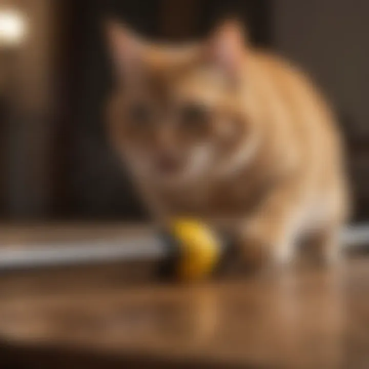 Cat enjoying spinning ball track toy