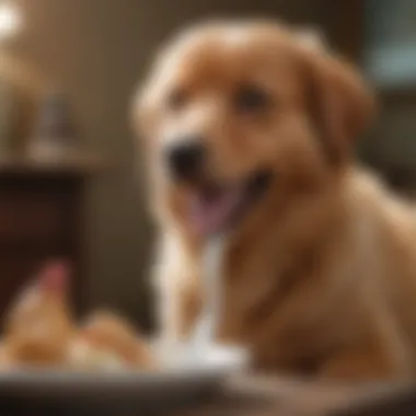 Savory Chicken Indulgence for Pups Dog happily brushing teeth with chicken-flavored toothpaste