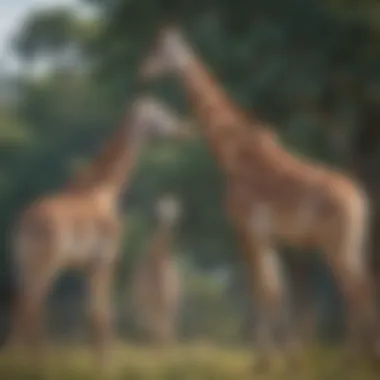 Serenity in the Savannah Giraffes gracefully roaming the savannah