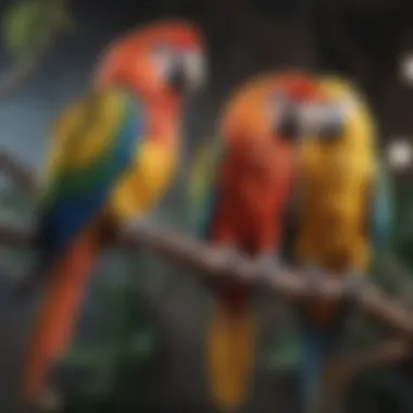 Colorful Parrots Perched on a Branch Colorful parrots perched on a branch