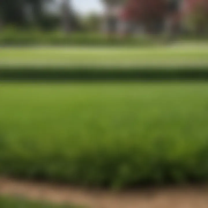 A well-maintained lawn featuring different Zoysia grass varieties in a residential setting.