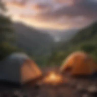 Camping setup with a view of Puerto Rico's mountainous landscape