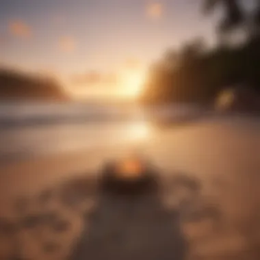 A serene beach campsite in Puerto Rico at sunset