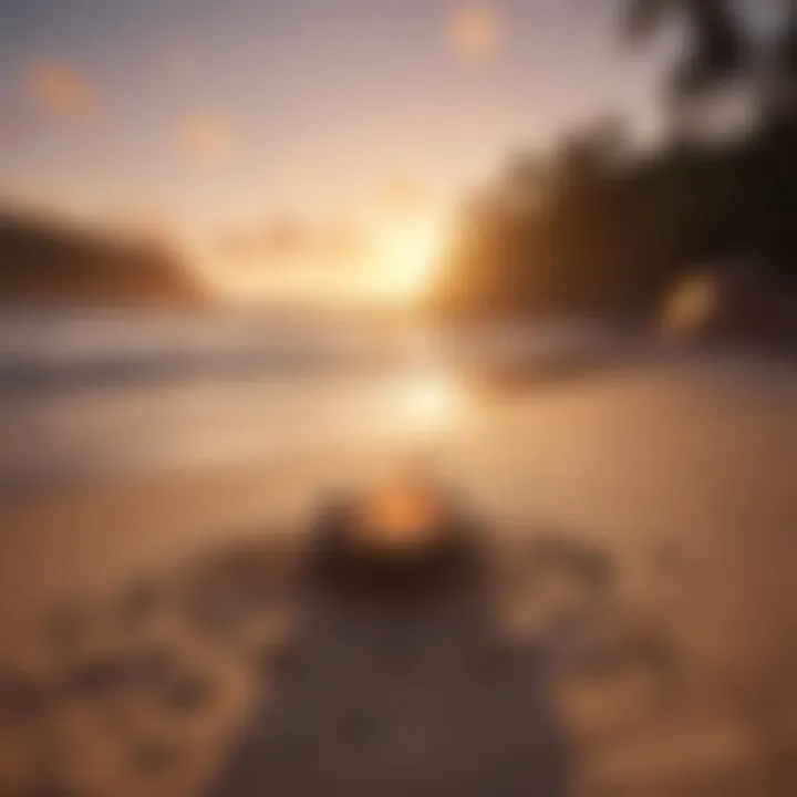 A serene beach campsite in Puerto Rico at sunset