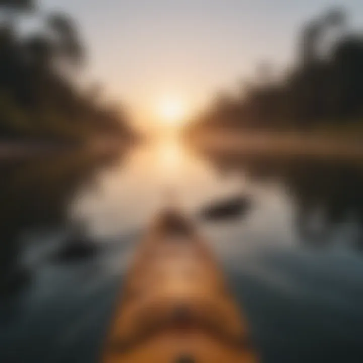 Kayaks on calm waters off the coast of Virginia Beach