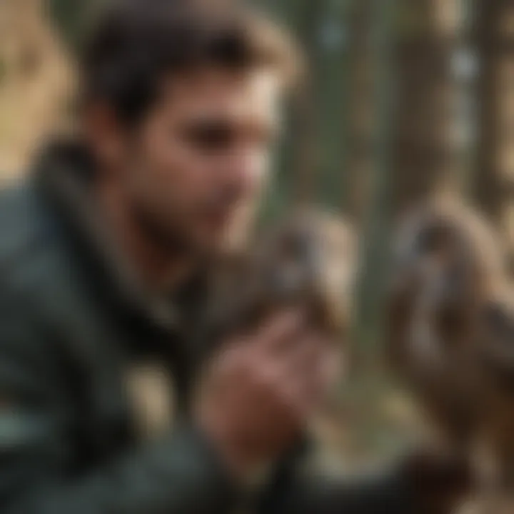 Wildlife rehabilitator caring for an injured owl