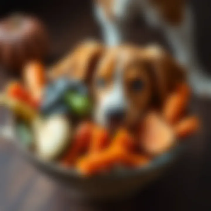 Variety of Healthy Dog Treats A bowl filled with sliced carrots alongside other dog-friendly vegetables