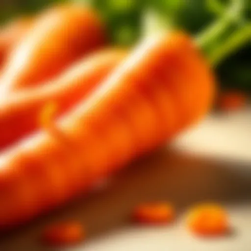 A vibrant carrot with a green top resting on a clean surface