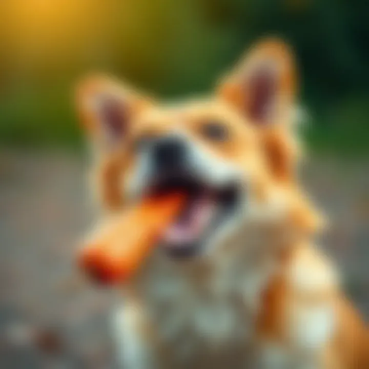 Dog Delight: Carrot Treat A happy dog enjoying a crunchy carrot treat