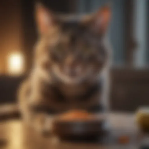 Cat enjoying a bowl of additive-free cat food