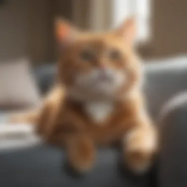 Cat Lying Comfortably on Freshly Cleaned Couch with Enzyme Cleaner