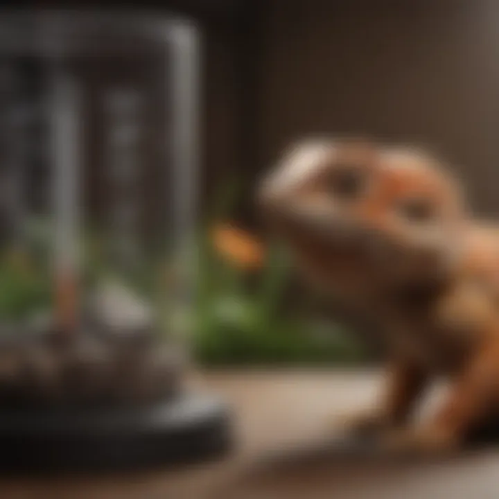 Thermometer showing optimal temperature range for bearded dragons