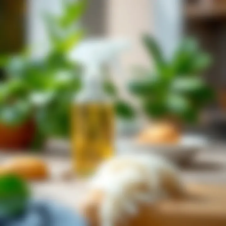 Natural Ingredients in Cleaning Products Close-up of a spray bottle with natural ingredients