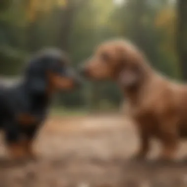 Dachshund breeder discussing care tips with a new dachshund owner