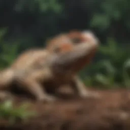 Bearded dragon hunting for insects