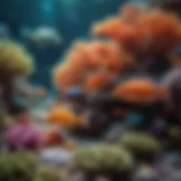 A vibrant coral reef teeming with colorful fish