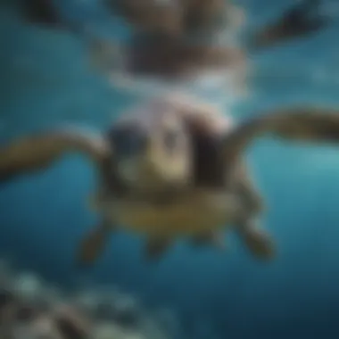 A majestic sea turtle gliding through clear blue waters