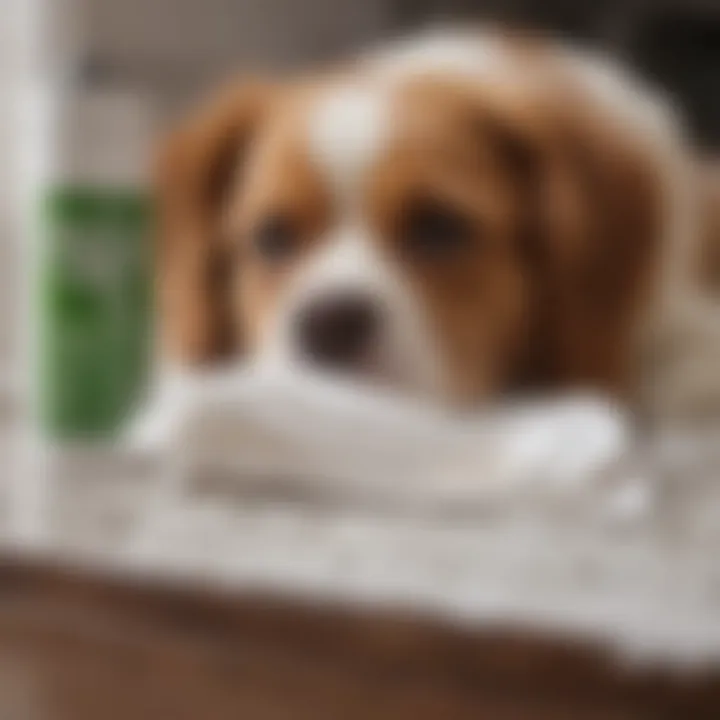 Close-up of the ingredient list on a dog safe wipe package