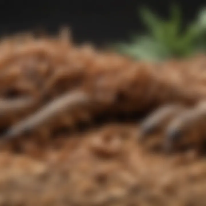Mealworms in a group displaying communal feeding behavior