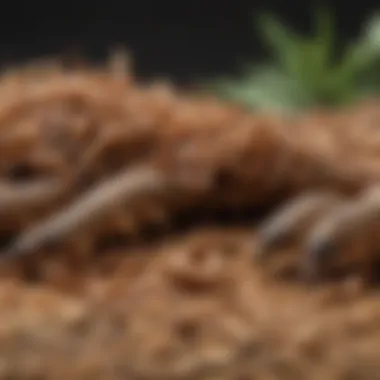 Communal Feeding Mealworms Mealworms in a group displaying communal feeding behavior