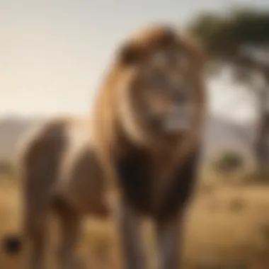 Regal Lion Surveying its Kingdom Majestic Lion in Savanna Landscape