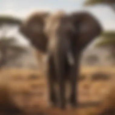Endearing Elephant Seeking Solace in the Savanna Vulnerable Elephant in Savanna Setting