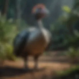 A majestic Dodo bird standing forlornly in its natural habitat.