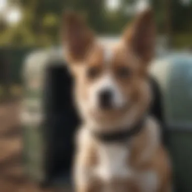 Checking Regulations for Dog Carriers Dog owner checking regulations for FAA approved carriers