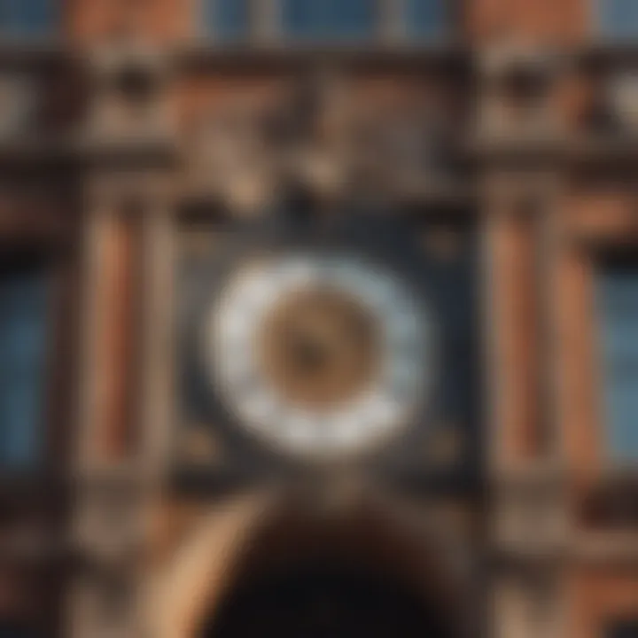 Historic clock tower hotel facade with intricate details