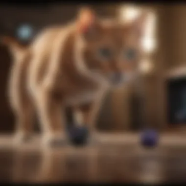 Graceful Feline Playtime Graceful feline playing with remote control toy