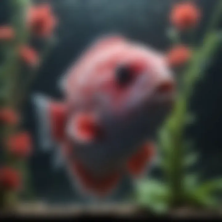 Beautiful Flowerhorn swimming gracefully in the tank