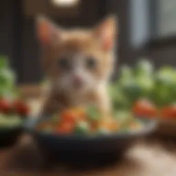 A bowl of fresh vegetables suitable for kitten diets