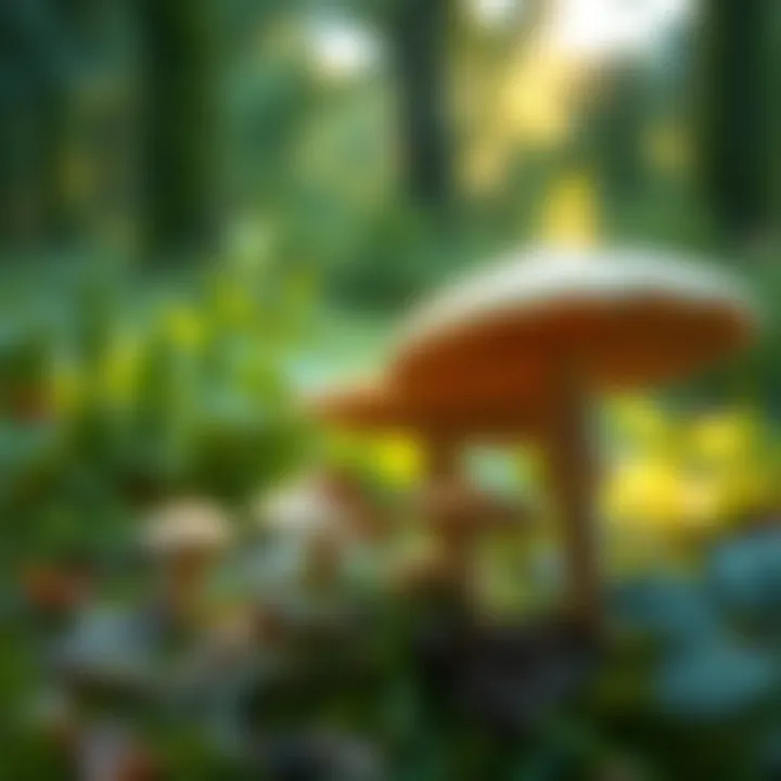 Ecological Importance of Mushrooms A serene forest setting highlighting the ecological role of mushrooms in the ecosystem.