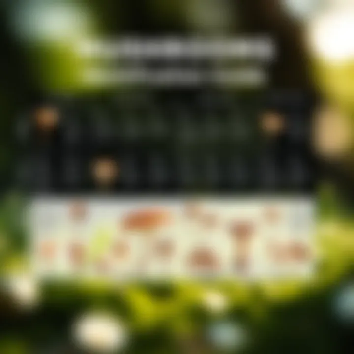 Identification Guide for Mushrooms An informative chart displaying the key features for identifying edible and poisonous mushrooms.