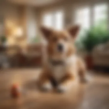 Hypoallergenic Dog in a Serene Environment A serene living space with a hypoallergenic dog relaxing.