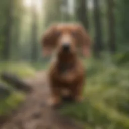 Curious Dachshund exploring outdoors