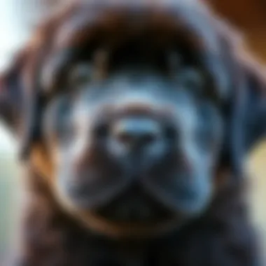 Close-up of Newfoundland puppy's face showing its gentle expression
