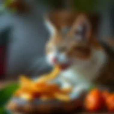 Healthy cat enjoying a meal