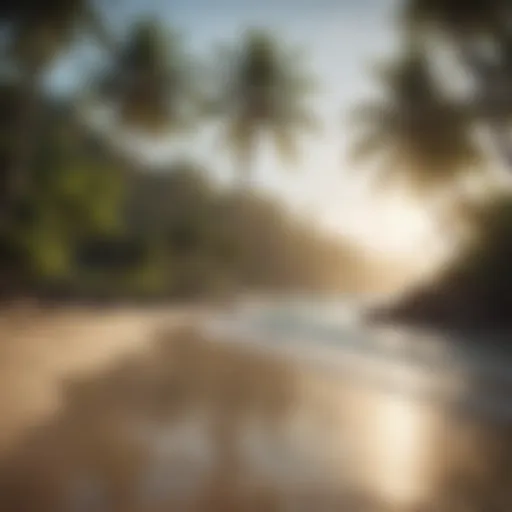 Lush palm trees framing a pristine beach