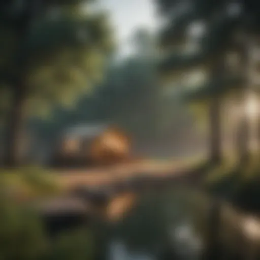 Scenic view of a tranquil lakeside campsite in Texas surrounded by lush greenery.