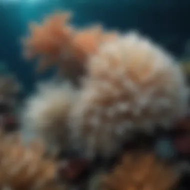 An underwater scene highlighting the impact of coral bleaching on marine life, emphasizing conservation challenges.