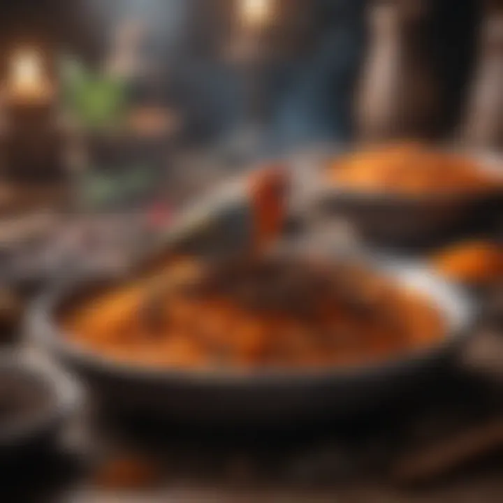 Spices and herbs in a rustic setting