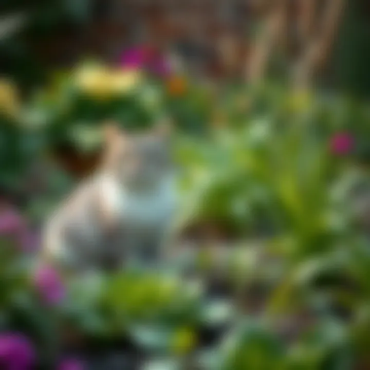Happy garden with thriving plants, free of cat disturbances