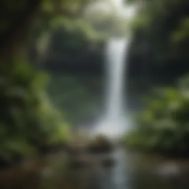 Majestic waterfall surrounded by vibrant green foliage