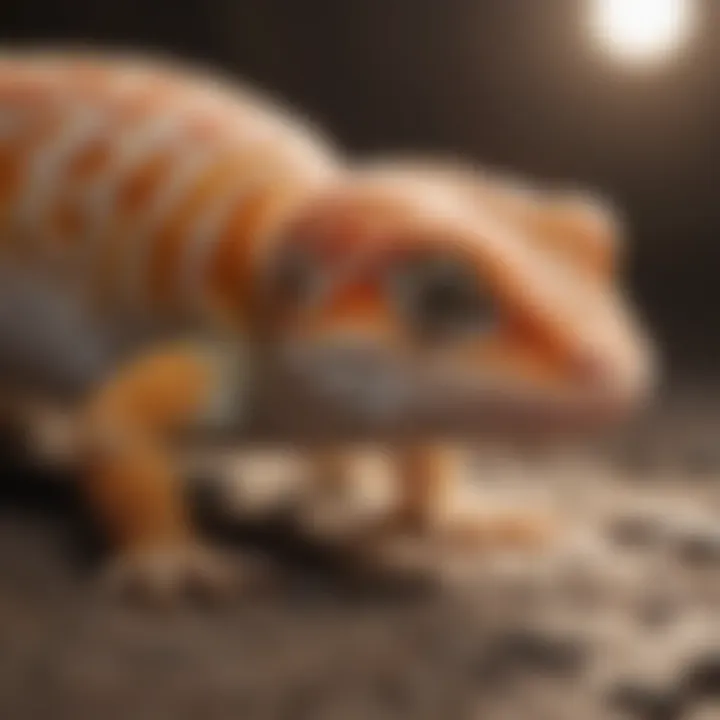 Leopard gecko exploring different substrate textures