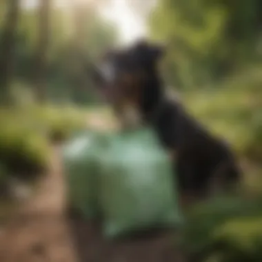 Eco-friendly dog waste bags in nature